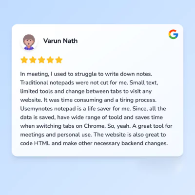 UseMyNotes Feedback Varun nath