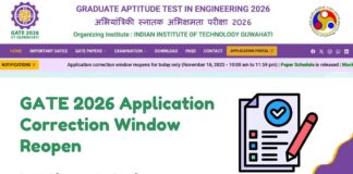 GATE 2026 Application Correction Window Reopen