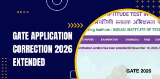 GATE Application Correction 2026