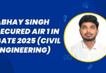 Abhay Singh Secured AIR 1 in GATE 2025 (Civil Engineering) – Know Abhay Preparation Strategy Abhay Singh Secured AIR 1 in GATE 2025