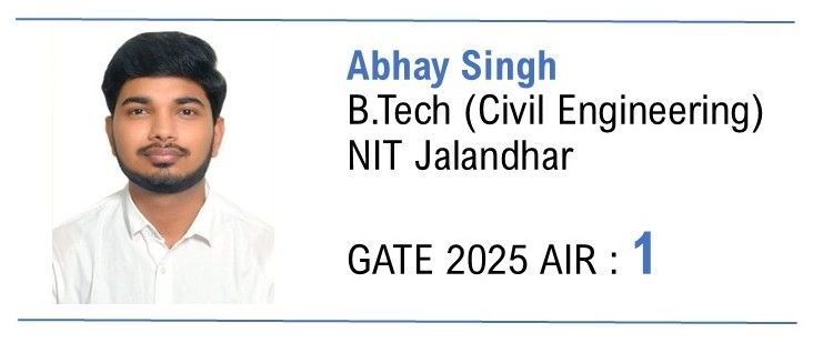 Abhay Singh Secured AIR 1 in GATE 2025 (Civil Engineering) – Know Abhay Preparation Strategy Abhay Singh