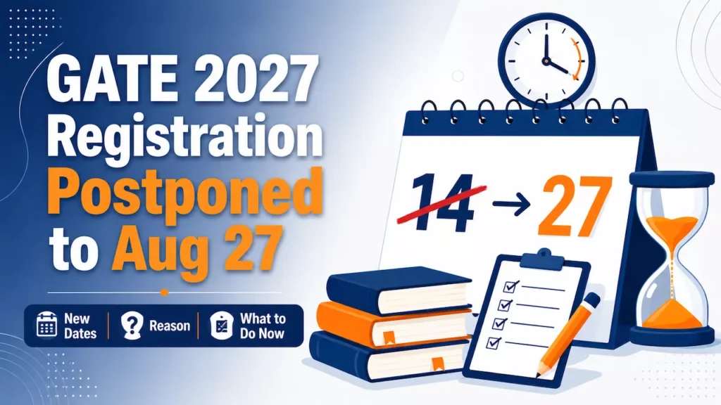 GATE 2027 Registration Postponed to Aug 27: New Dates, Reason, What to Do Now GATE 2027 Registration Postponed to Aug 27