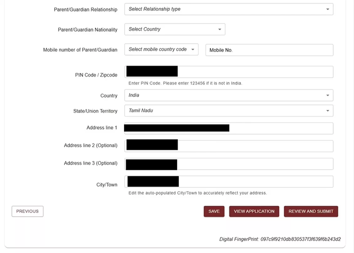 GATE 2027 address verification and view application button
